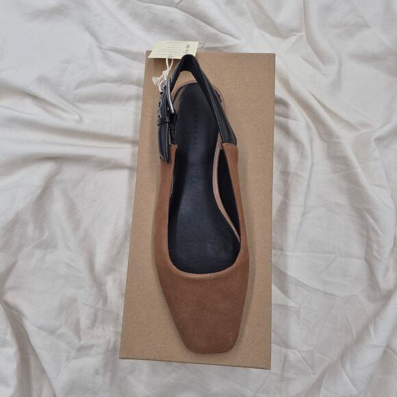 NEW Sanctuary Kitchy Slingback Flats Leather Saddle Tan Square toe Womens size 7 - Picture 5 of 11